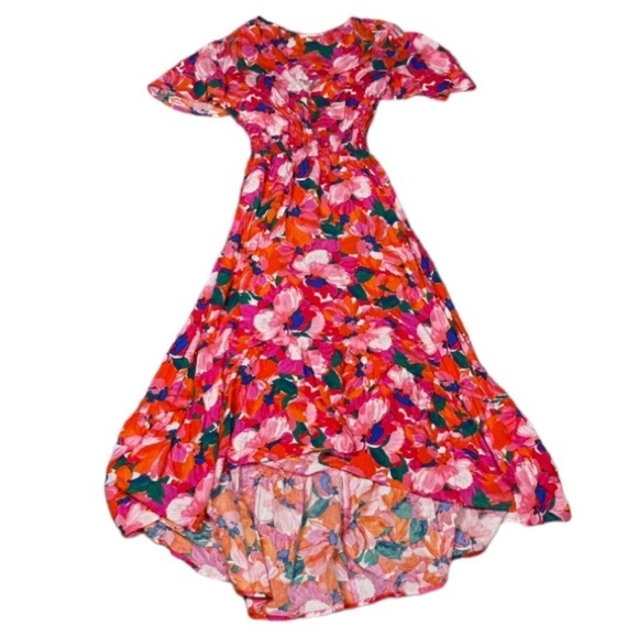 Abel The Label Dress Womens XS Pink Santa Cruz Tropical Island Beach Floral Midi - Picture 3 of 9